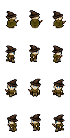 Character wearing Wanderer's Cap, Wanderer's Cloak, Filthy Pants, Magic Stick, Front view